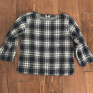 Madewell size S 3 quarter sleeve navy plaid top
